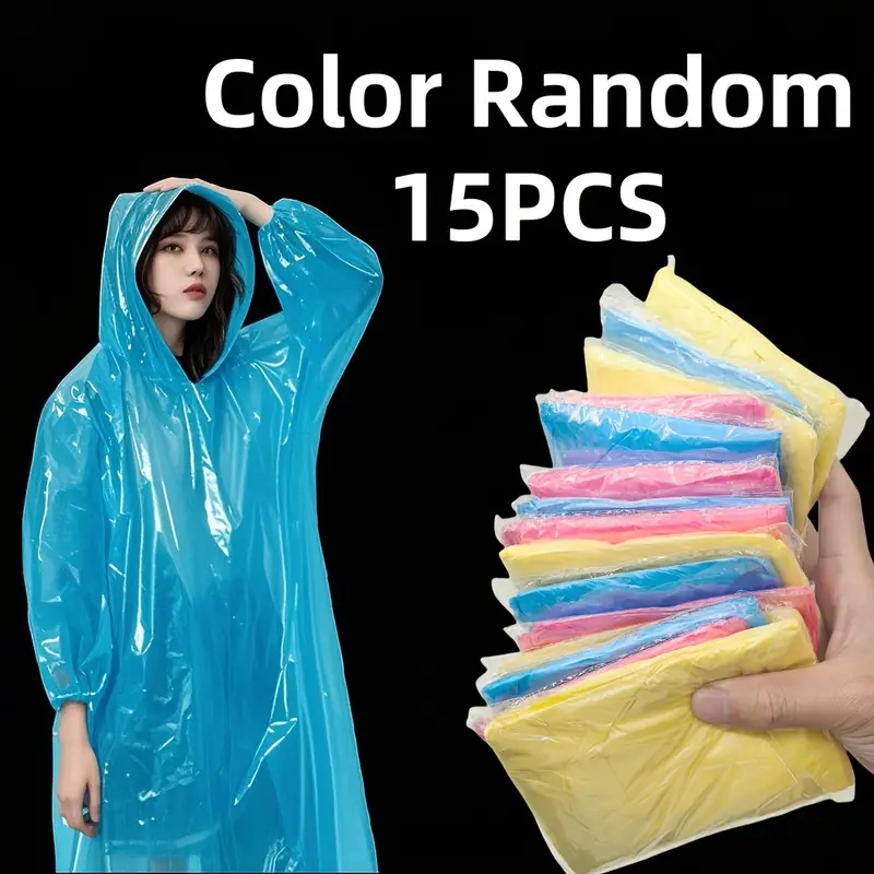 15/30Pcs Random Color Disposab - Emergency Poncho Rain 评论和价格