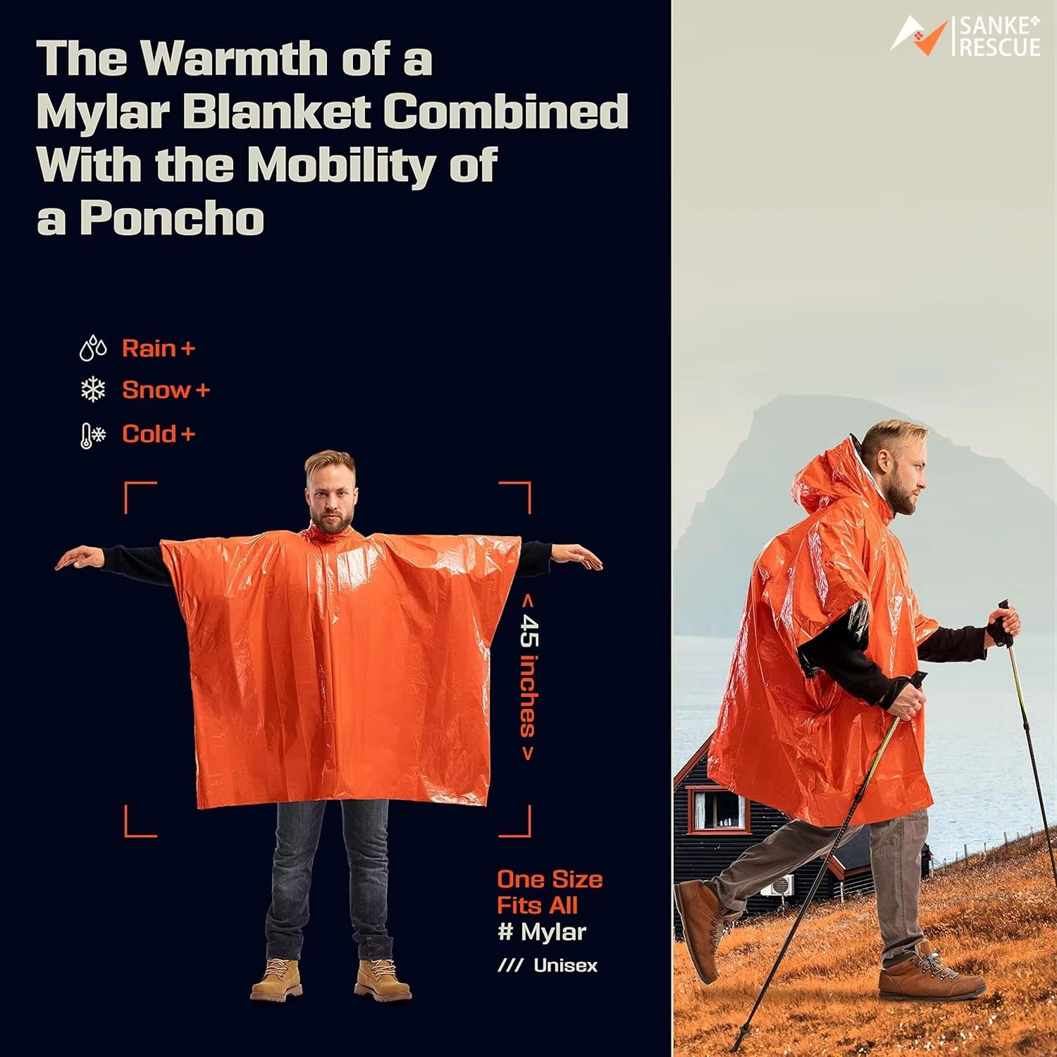 Emergency Rain Poncho Thermal  - Emergency Poncho Rain 评论和价格
